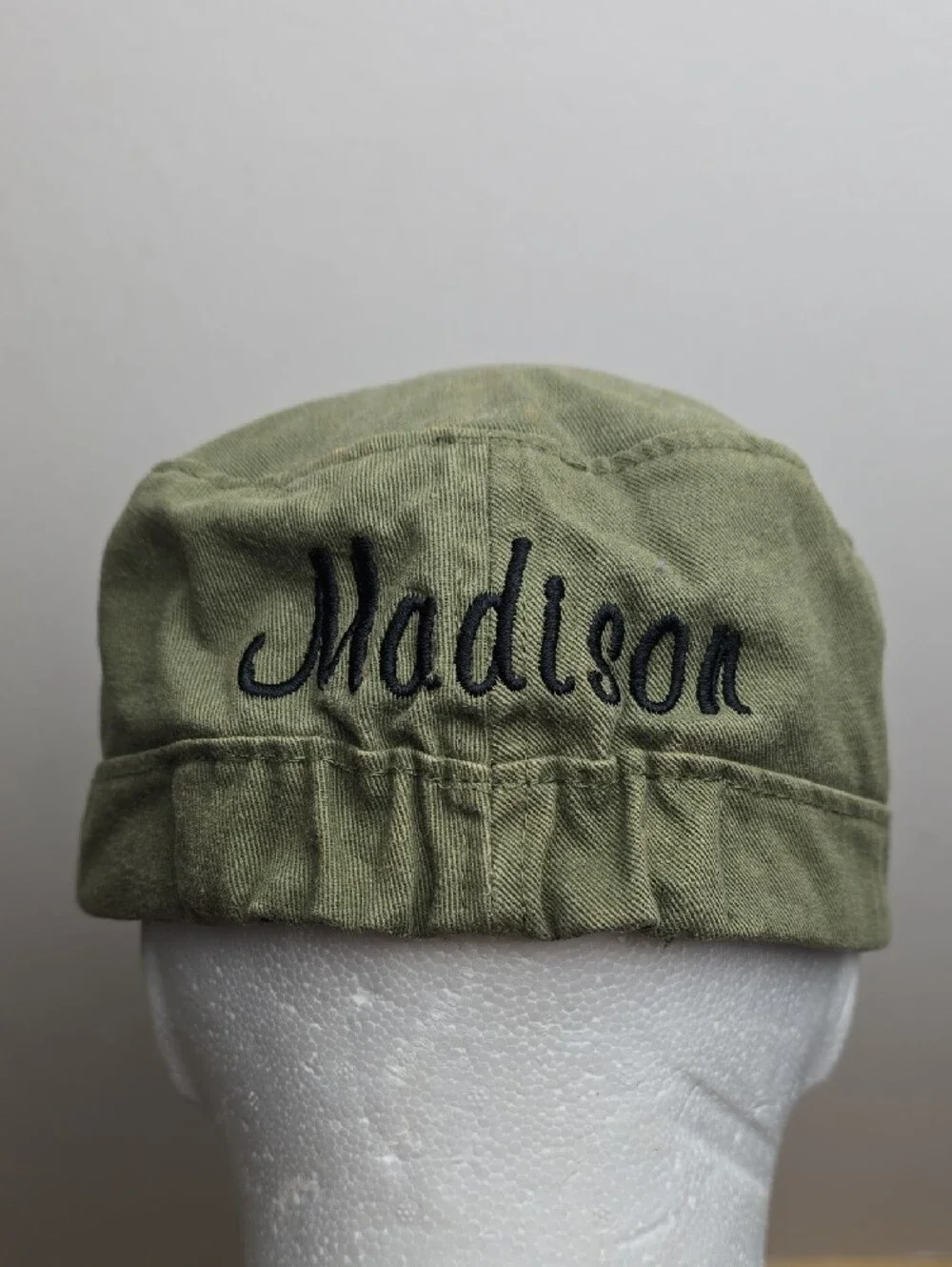 Personalized Disney Olive Green Cap w/ Pink Mickey Patches & 